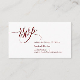 Tarjeta De Recepción Moderno y elegante escritura de Borgoña, RSVP de b