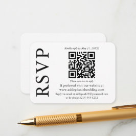Tarjeta De Recepción Moderno y elegante estilo Minimalista QR Wedding R