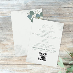 Tarjeta De Recepción Moderno y elegante Eucalyptus Green Details QR Cod