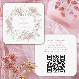 Tarjeta De Recepción Moderno y elegante floral Wild Codigo QR y Boda RS
