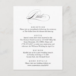 Tarjeta De Recepción Moderno y elegante guión detalles del Boda clásico