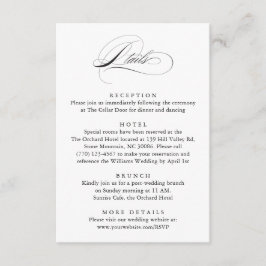 Tarjeta De Recepción Moderno y elegante guión detalles del Boda clásico