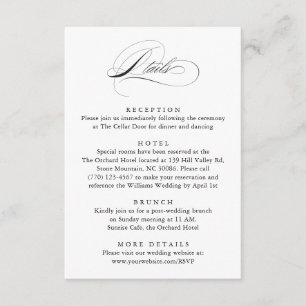 Tarjeta De Recepción Moderno y elegante guión detalles del Boda clásico