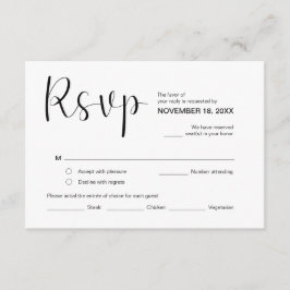 Tarjeta De Recepción Moderno y elegante minimal, RSVP, Black Font, Resp