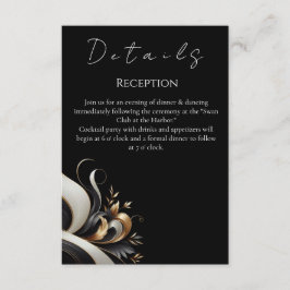 Tarjeta De Recepción Moderno y elegante negro y oro