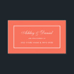 Tarjeta De Recepción Moderno y elegante Registro de Bodas de coral Tarj<br><div class="desc">Moderna y elegante,  pero simple Registro de Coral y Boda Blanco Insertar Tarjeta</div>