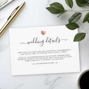 Tarjeta De Recepción Moderno y elegante Rosa detalles de Boda del coraz