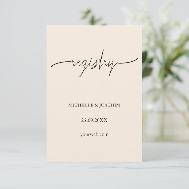 Tarjeta De Recepción Moderno y elegante Rubor Beige (Anverso de pie)
