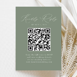 Tarjeta De Recepción Moderno y elegante Sage Green QR Code RSVP