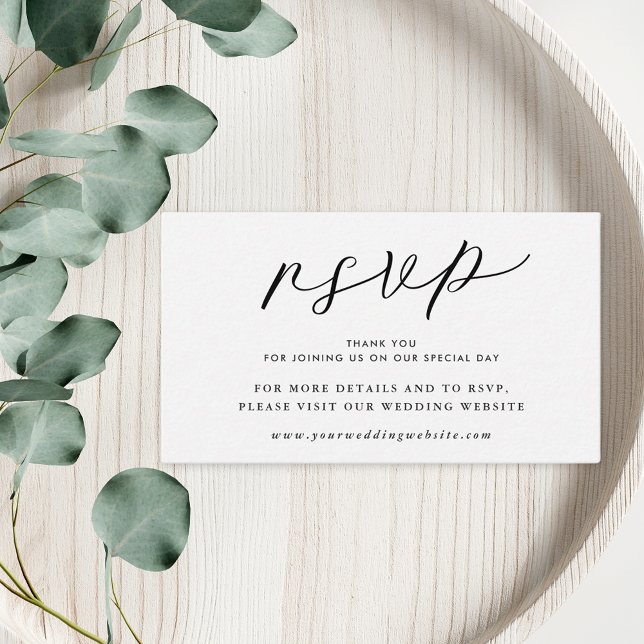 Tarjeta De Recepción Moderno y elegante sitio web de Boda blanco negro  (Subido por el creador)