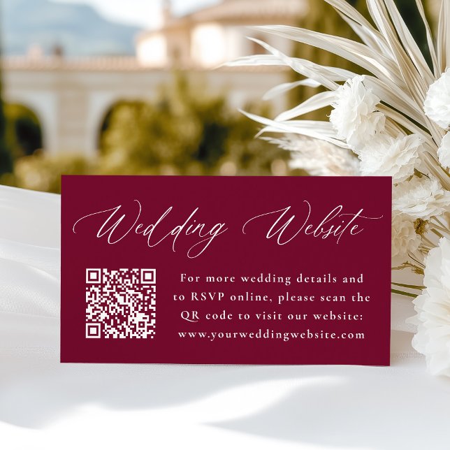 Tarjeta De Recepción Moderno y elegante sitio web de Bodas de Borgoña C (Subido por el creador)