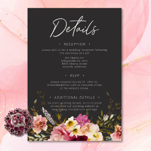 Tarjeta De Recepción Moderno y elegante verano pradera floral Boda negr