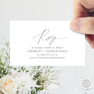 Tarjeta De Recepción Moderno y simple caligrafía negra, boda RSVP