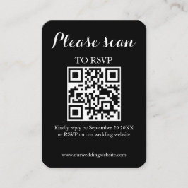 Tarjeta De Recepción Moderno y simple código QR negro y Boda RSVP