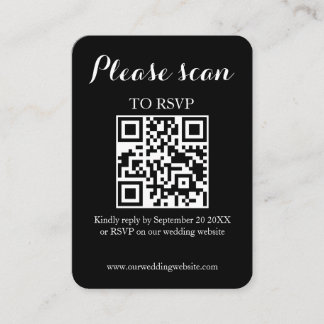 Tarjeta De Recepción Moderno y simple código QR negro y Boda RSVP