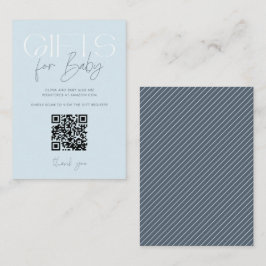 Tarjeta De Recepción Modernos y elegantes regalos azules Baby Shower QR