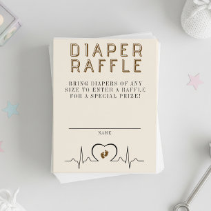 Tarjeta De Recepción Monitor de Corazón Brown Baby Shower Diaper Raffle