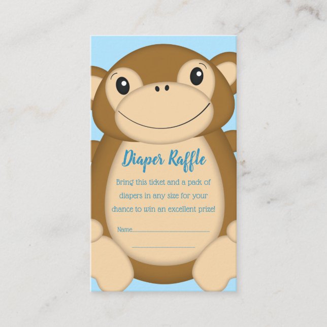 Tarjeta De Recepción Monkey Baby Shower Blue (Anverso)