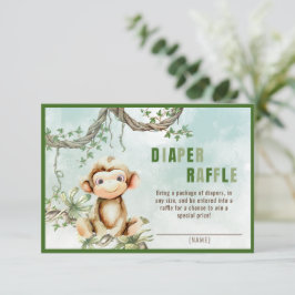 Tarjeta De Recepción Monkey Baby Shower Diaper Raffle Enclosure Card