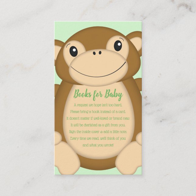 Tarjeta De Recepción Monkey Baby Shower Jungle (Anverso)