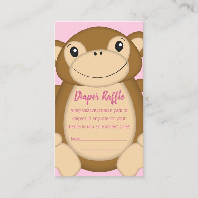 Tarjeta De Recepción Monkey Baby Shower Pink (Anverso)