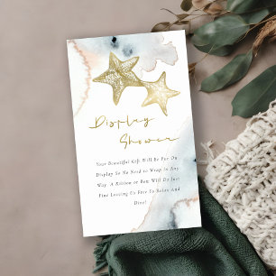 Tarjeta De Recepción Mono de Estrellas de Mar Doradas Azules Lindas par