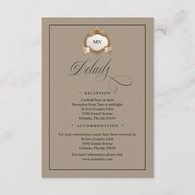 Tarjeta De Recepción Monogram Creat QR Code Enclosure Card (Anverso)