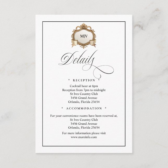 Tarjeta De Recepción Monogram Creat QR Code Enclosure Card (Anverso)