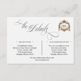 Tarjeta De Recepción Monogram Crest Details Enclosure Card