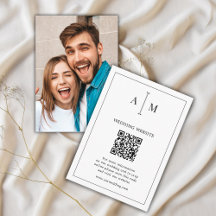 Monograma blanco negro foto Código QR Boda RSVP