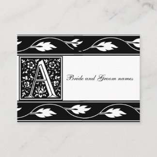 Tarjeta De Recepción Monograma Blanco Y Negro Cartas De Registro De Nov