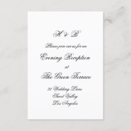 Tarjeta De Recepción Monograma de caligrafía Boda formal blanco y negro