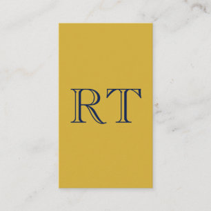Tarjeta De Recepción Monograma de Letras Iniciales Dorado y Azul Sencil