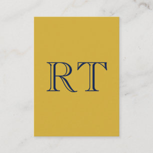 Tarjeta De Recepción Monograma de Letras Iniciales Dorado y Azul Simple