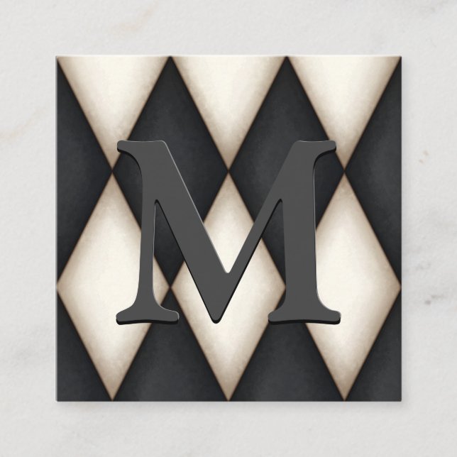 Tarjeta De Recepción Monograma de Personalizado dramático de Harelquin  (Anverso)