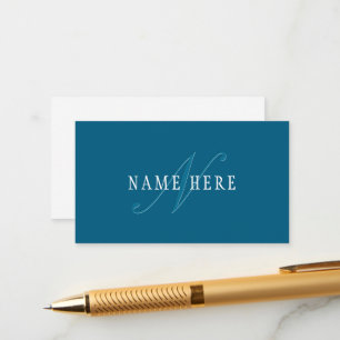 Tarjeta De Recepción Monograma elegante   Azul océano