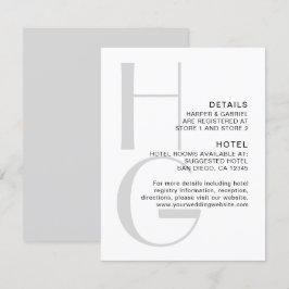 Tarjeta De Recepción Monograma elegante. Detalles sencillos de boda mod