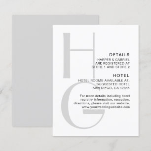 Tarjeta De Recepción Monograma elegante. Detalles sencillos de boda mod