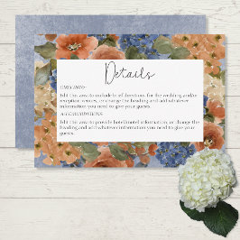 Tarjeta De Recepción Monograma floral de óxido de Naranja azul y rojo r