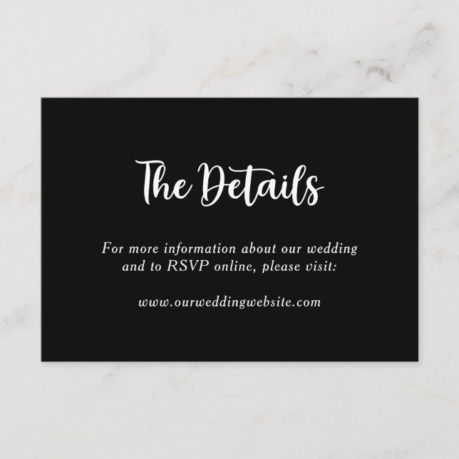 Tarjeta De Recepción Monograma froral blanco negro nombre de pareja (Anverso)