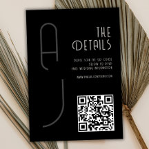  Monograma Mate Minimal Código Qr Boda Negro 