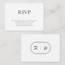 Monograma minimalista Boda blanca y negra RSVP