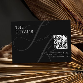 Tarjeta De Recepción Monograma Minimalista moderno Boda blanco y negro