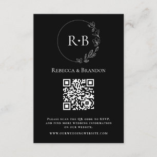 Tarjeta De Recepción Monograma mínimo Personalizado Código QR blanco ne