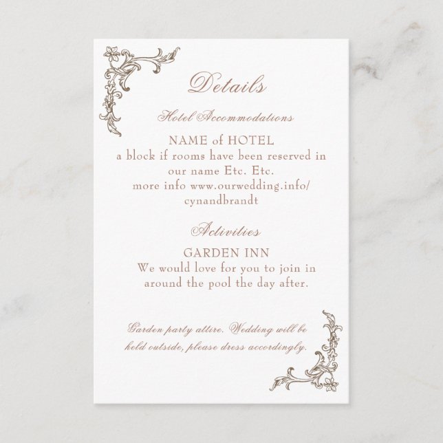 Tarjeta De Recepción Monograma monocromo rococo florentino (Anverso)