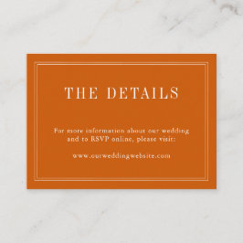 Tarjeta De Recepción Monograma Pareja Nombre Naranja Quemado Simple Y B