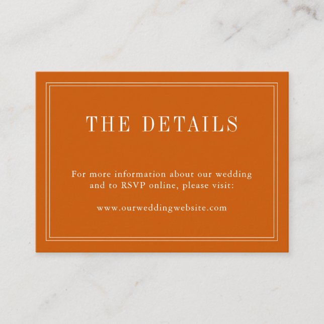 Tarjeta De Recepción Monograma Pareja Nombre Naranja Quemado Simple Y B (Anverso)