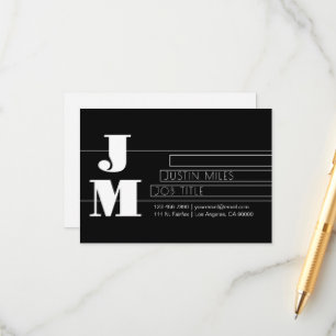 Tarjeta De Recepción Monograma personalizable retro-moderno en negro y
