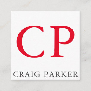 Tarjeta De Recepción Monograma Profesional Llanto Blanco Rojo Iniciales