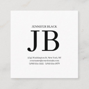Tarjeta De Recepción Monograma Profesional Negro Blanco